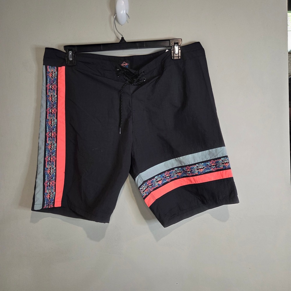 Billabong Surf Board Shorts Mens 36 Black Neon Pink Geometric Y2K Swim Trunks